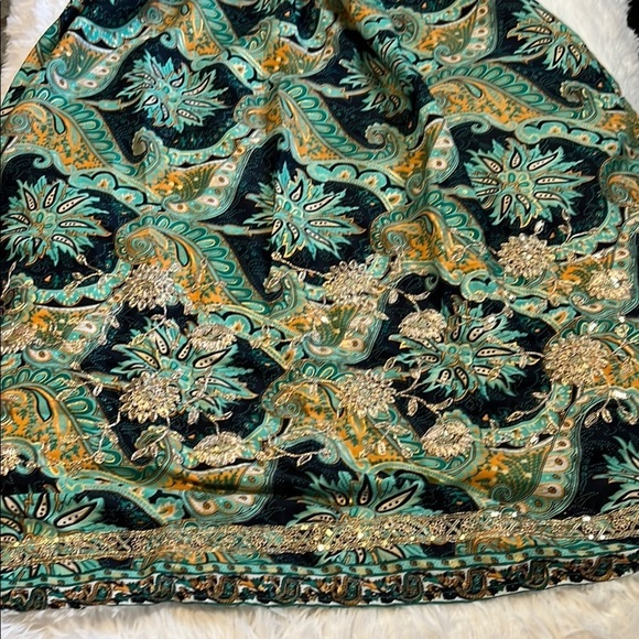 Paisley Print Maxi Skirt Gold Detail Womens Small - Picture 9 of 11